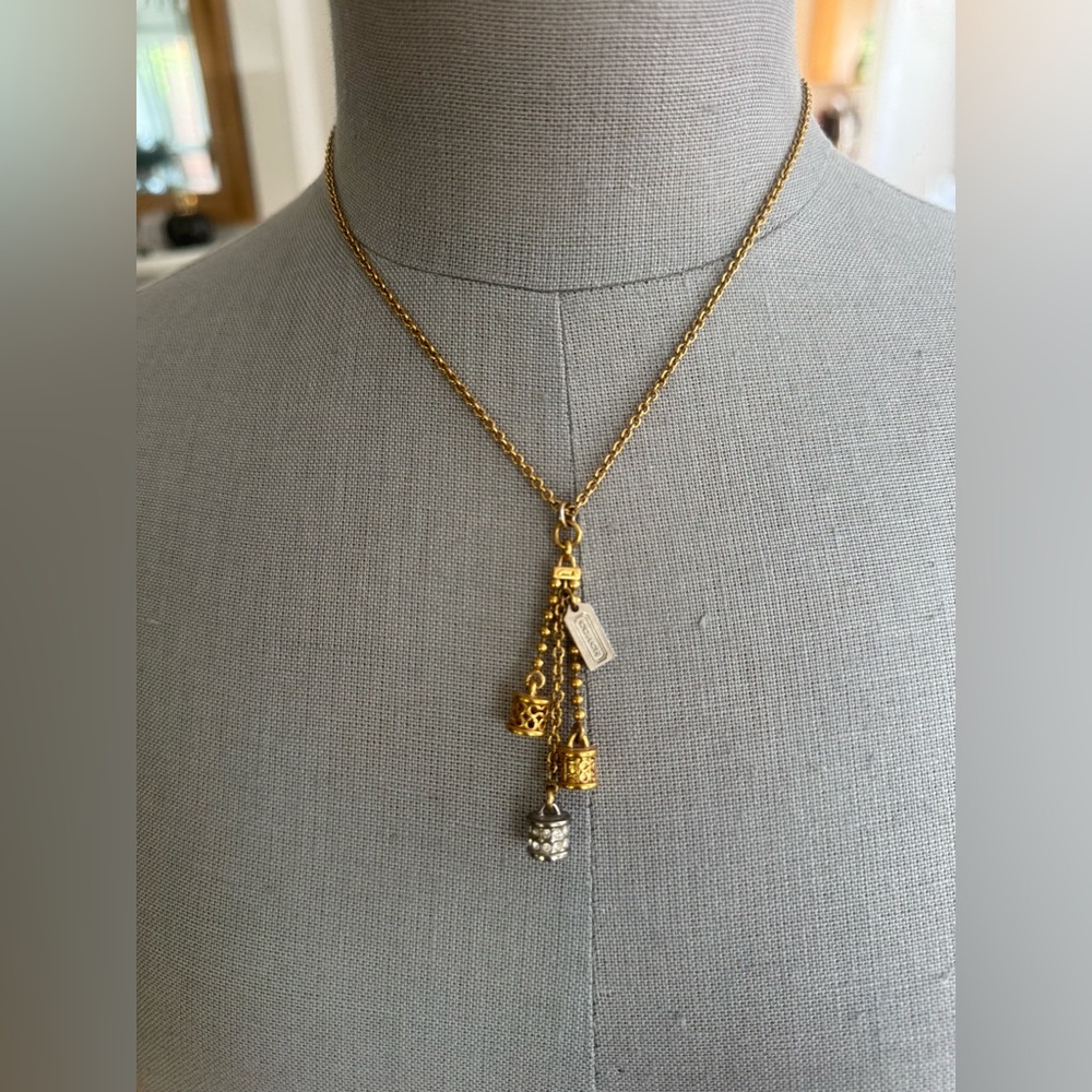 Coach Gold-tone and Silver-tone Charm Necklace